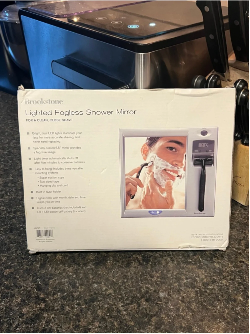 New Brookstone Lighted Fogless Shower Mirror